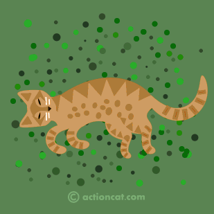 Tabby cat rolling in catnip.