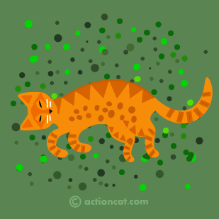 Orange tabby cat rolling in catnip. 