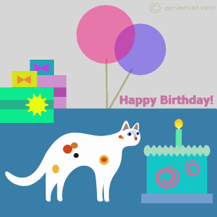 Happy Birthday cat with a caption