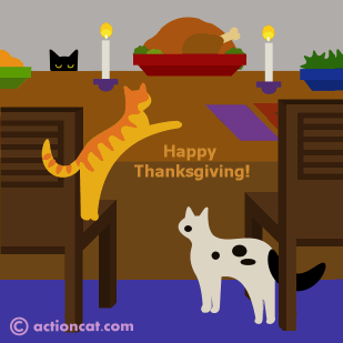 happy thanksgiving - cats checking out the table