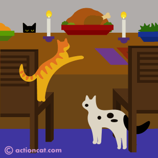 happy thanksgiving - cats checking out the turkey